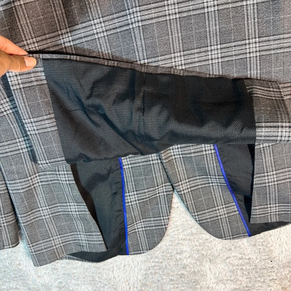 Apt. 9 Blazer Mens 40R Grey Glen Plaid Premier Flex Slim Fit Sport Coat